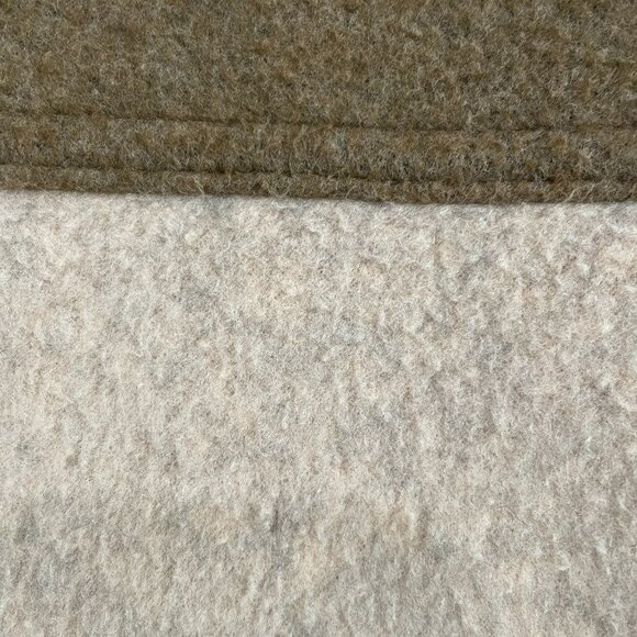 Ladies Sherpa Fleece Jacket L Tan And Olive Oversized Snap Button Coat - Picture 11 of 12